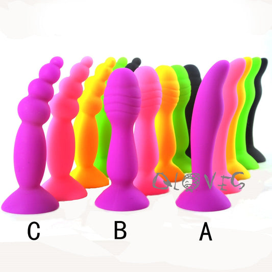 Colorful Silicone Anal Plug Suction Beads Butt Plug Anal Stopper Sex Toys G-spot Stimulate Masturbate Anal Dildo Cheap