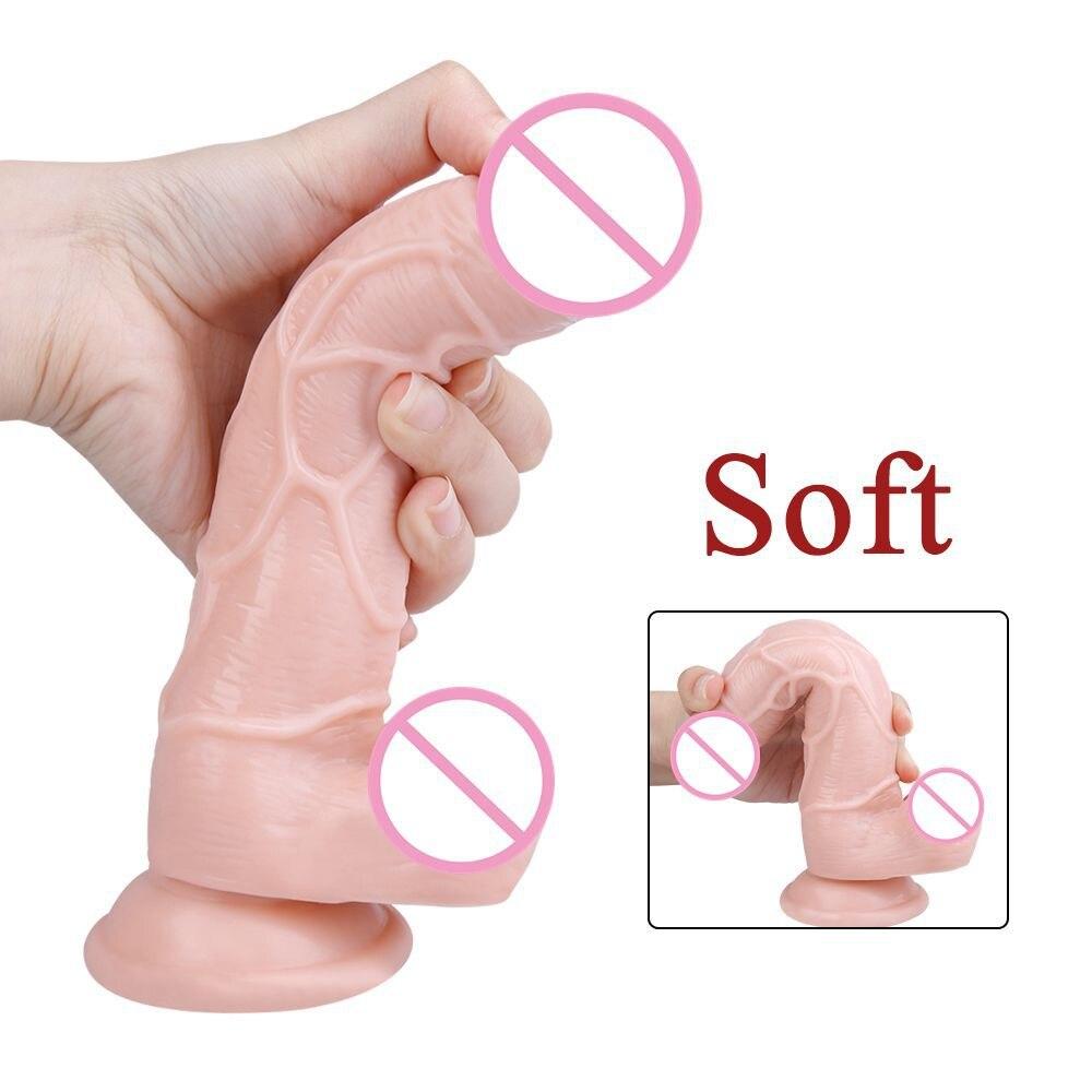 Female Silicone Masturbation Stimulate Women Manually Dildo Strong Suction Cup Sex Toys