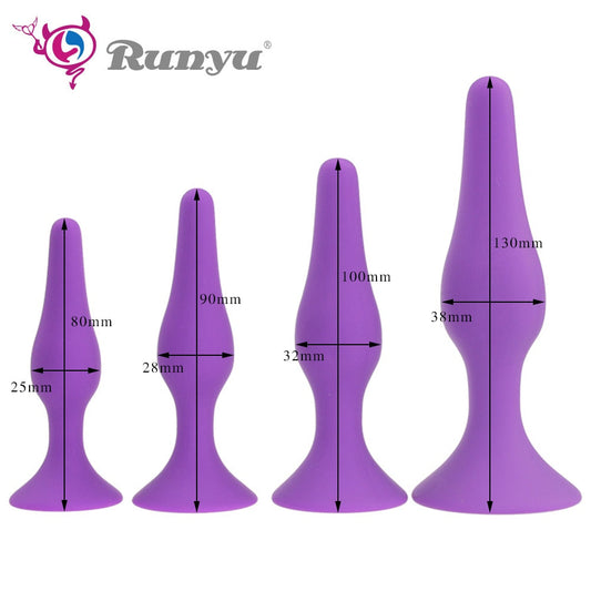 S/M/L/XL Comfortable Silicone Anal Plug Suction Cup Beads Butt Plug Anal Dilator Anal Sex Toys for Women Anus Adult Games