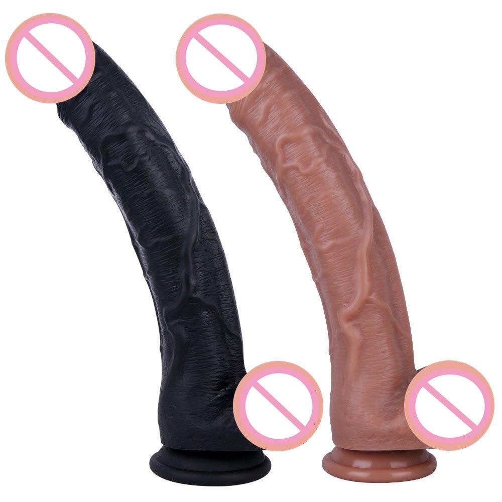 Skin Feeling Liquid Silicone Realistic XXL Dildo Soft Material Black Huge Penis Dick Suction Cup Sex Toys for Woman Masturbation