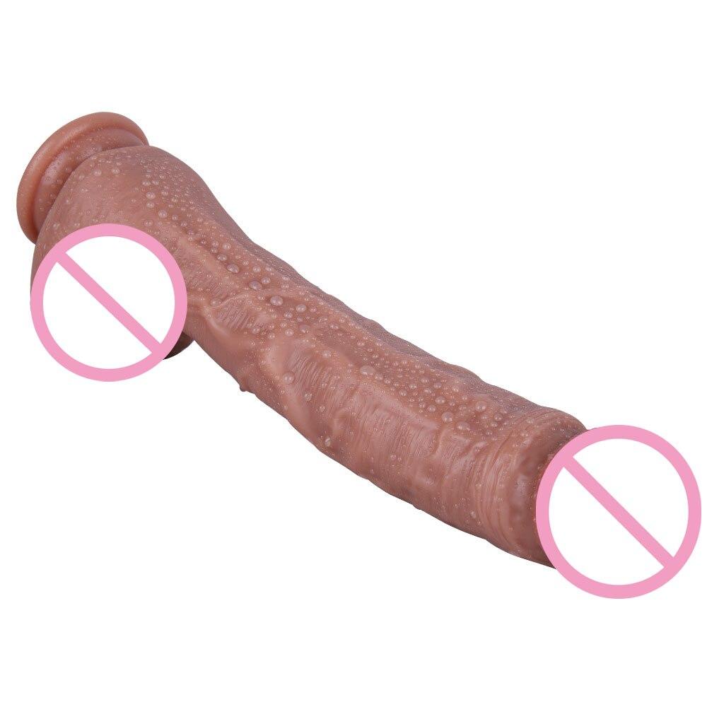 Skin Feeling Liquid Silicone Realistic XXL Dildo Soft Material Black Huge Penis Dick Suction Cup Sex Toys for Woman Masturbation