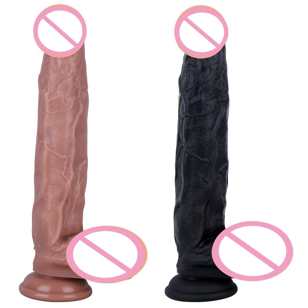 Skin Feeling Liquid Silicone Realistic XXL Dildo Soft Material Black Huge Penis Dick Suction Cup Sex Toys for Woman Masturbation