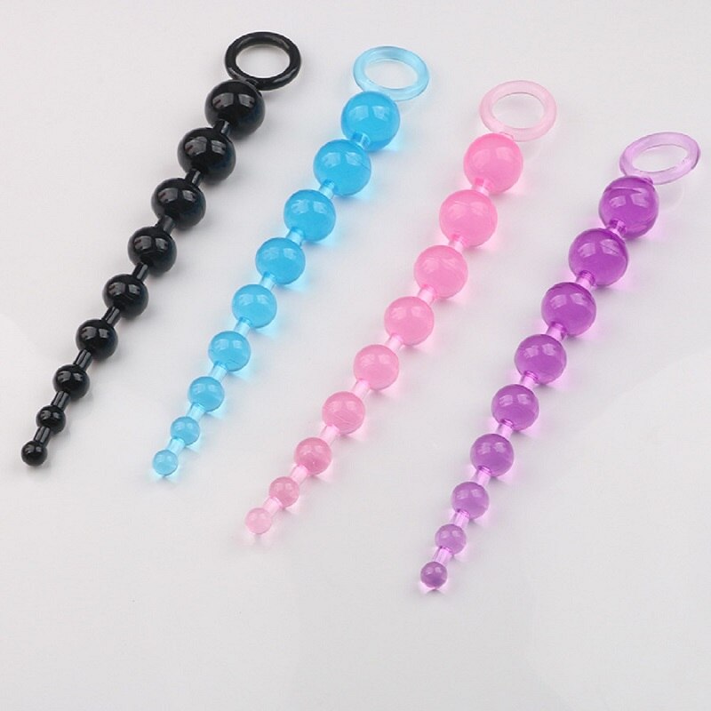 Soft Rubber Anal Plug Beads Long Orgasm Vagina Clit Pull Ring Ball Butt  Toys Adults Women Stimulator  Sex Accessories