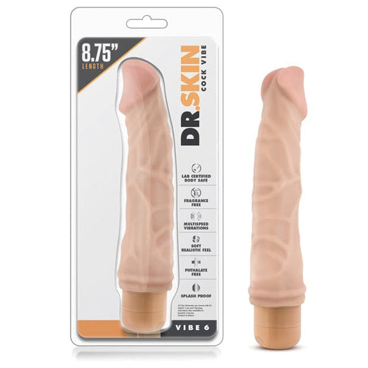 Blush Novelties - Dr Skin Vibe 6 Dong Vibrating Realistic Dildo 9" (Beige)