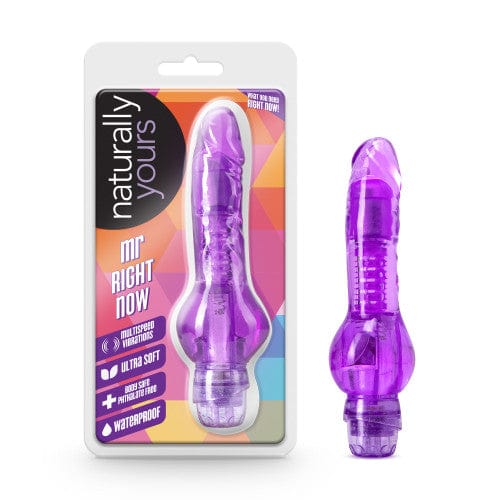 Blush Novelties - Naturally Yours Mr Right Now Vibrating Realistic Dildo 6.5" (Purple)