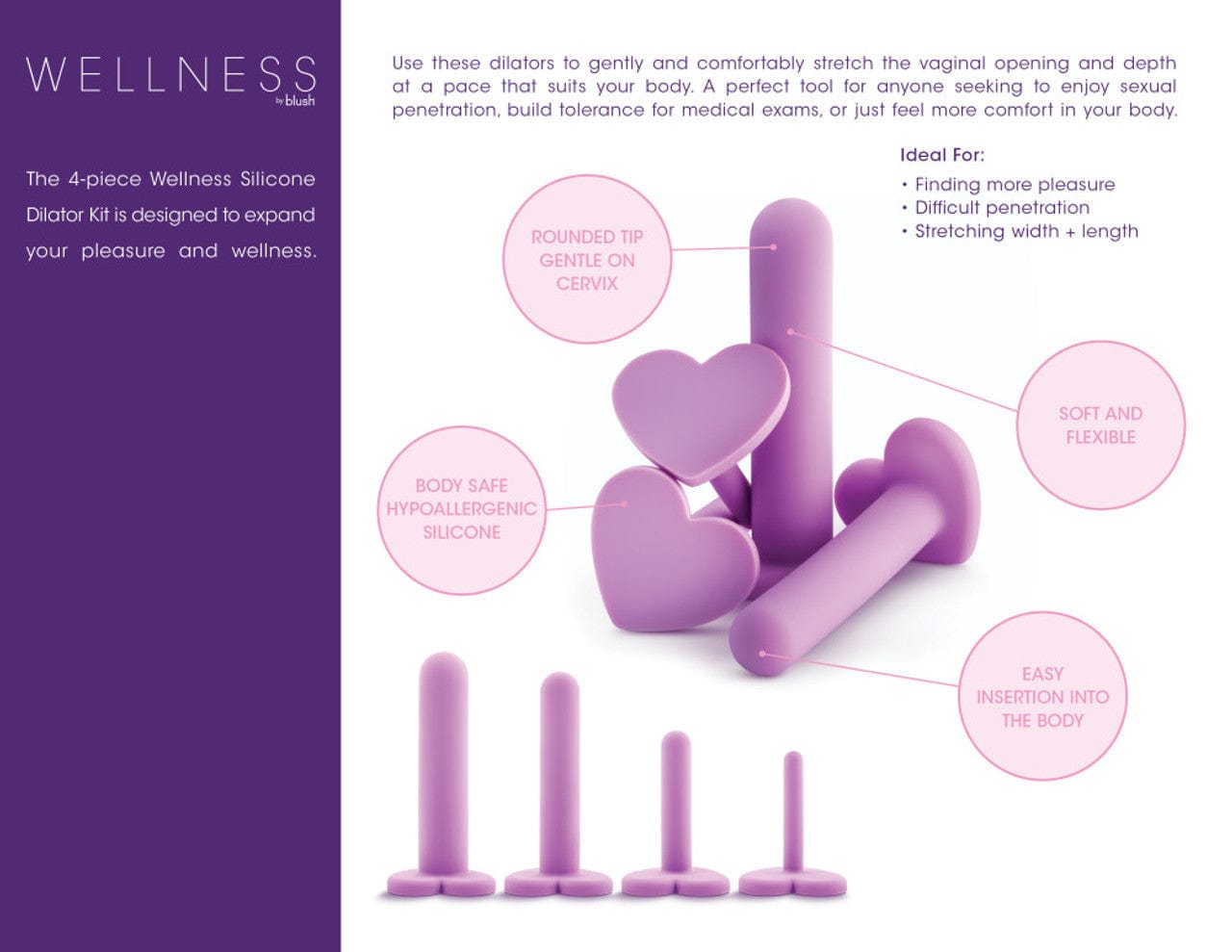 Blush Novelties - Wellness 4 Piece Vaginal Dilator Kit (Purple)