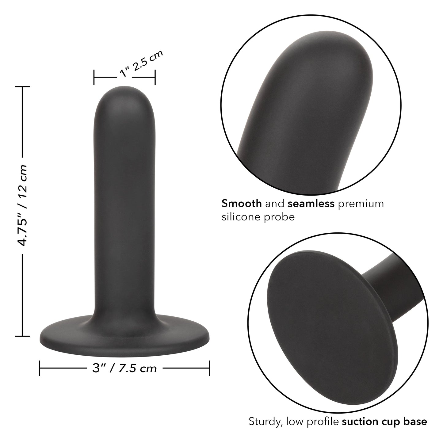 California Exotics - Boundless Smooth Pegging Probe Strap on Dildo 4.75" (Black)