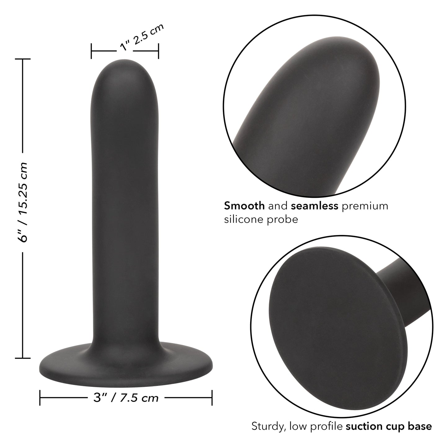 California Exotics - Boundless Smooth Pegging Probe Strap on Dildo 6" (Black)