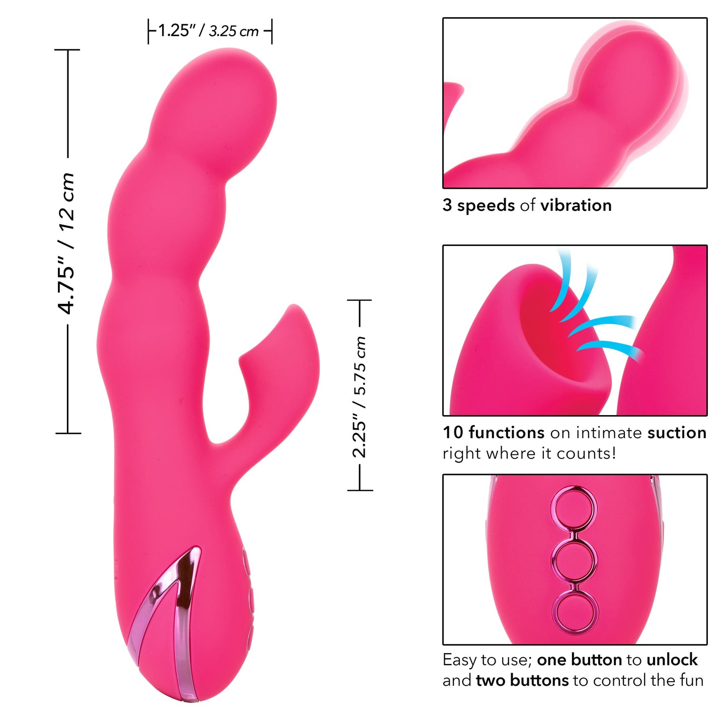 California Exotics - California Dreaming Oceanside Orgasm Suction Rabbit Vibrator (Pink)