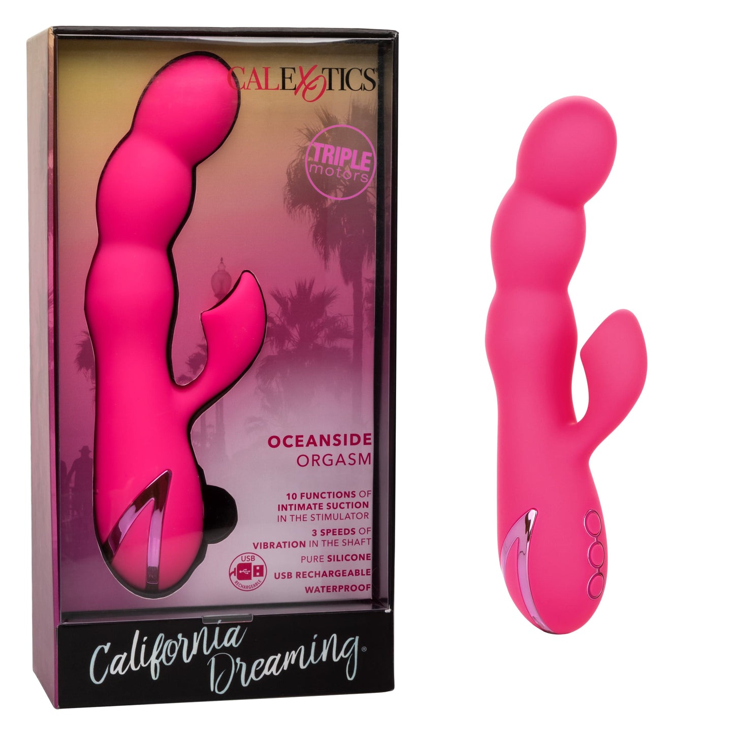 California Exotics - California Dreaming Oceanside Orgasm Suction Rabbit Vibrator (Pink)