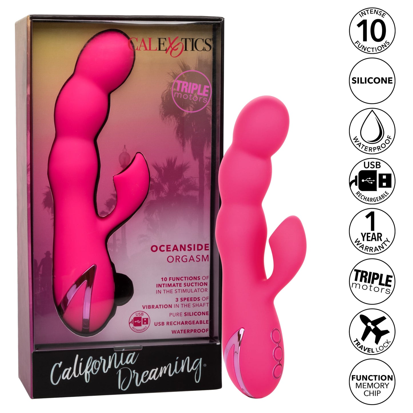 California Exotics - California Dreaming Oceanside Orgasm Suction Rabbit Vibrator (Pink)