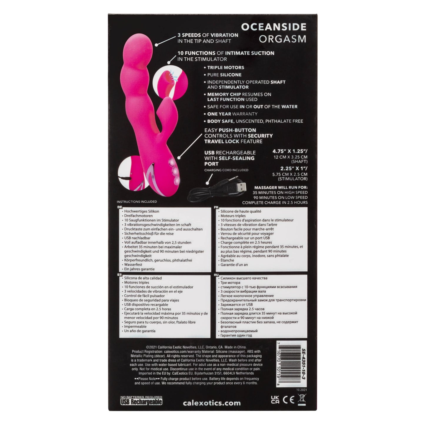 California Exotics - California Dreaming Oceanside Orgasm Suction Rabbit Vibrator (Pink)