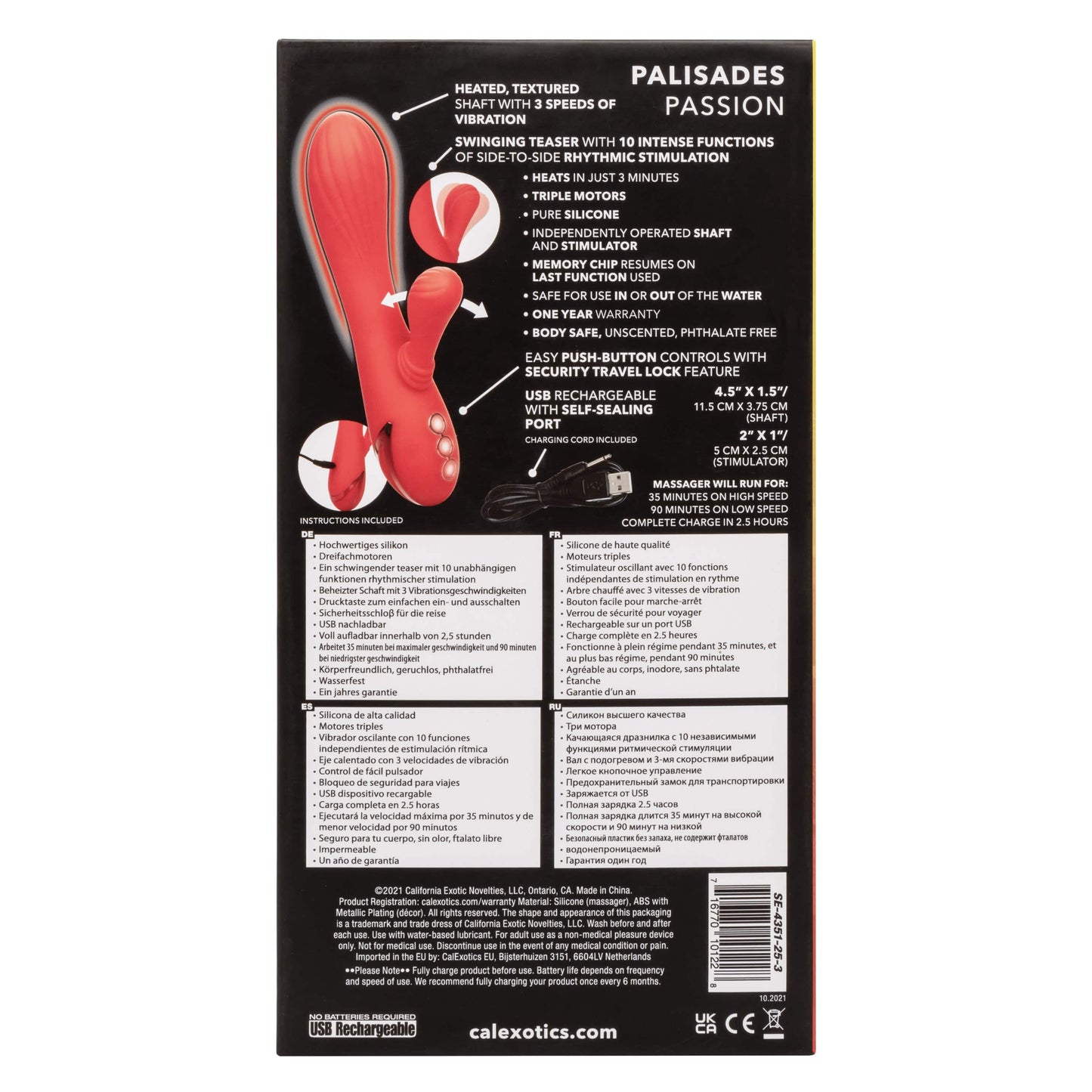 California Exotics - California Dreaming Palisades Passion Heat Swing Rabbit Vibrator (Red)