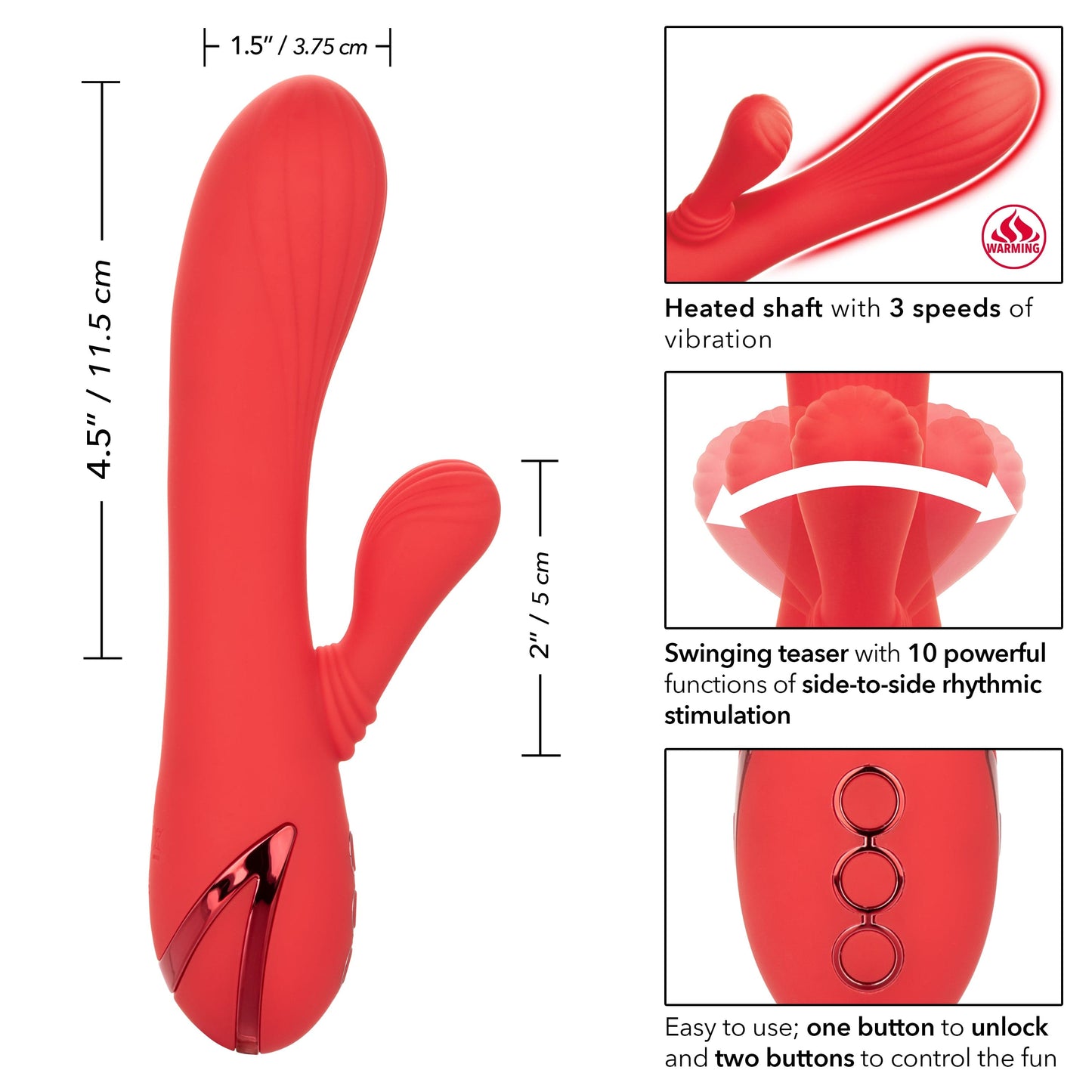 California Exotics - California Dreaming Palisades Passion Heat Swing Rabbit Vibrator (Red)