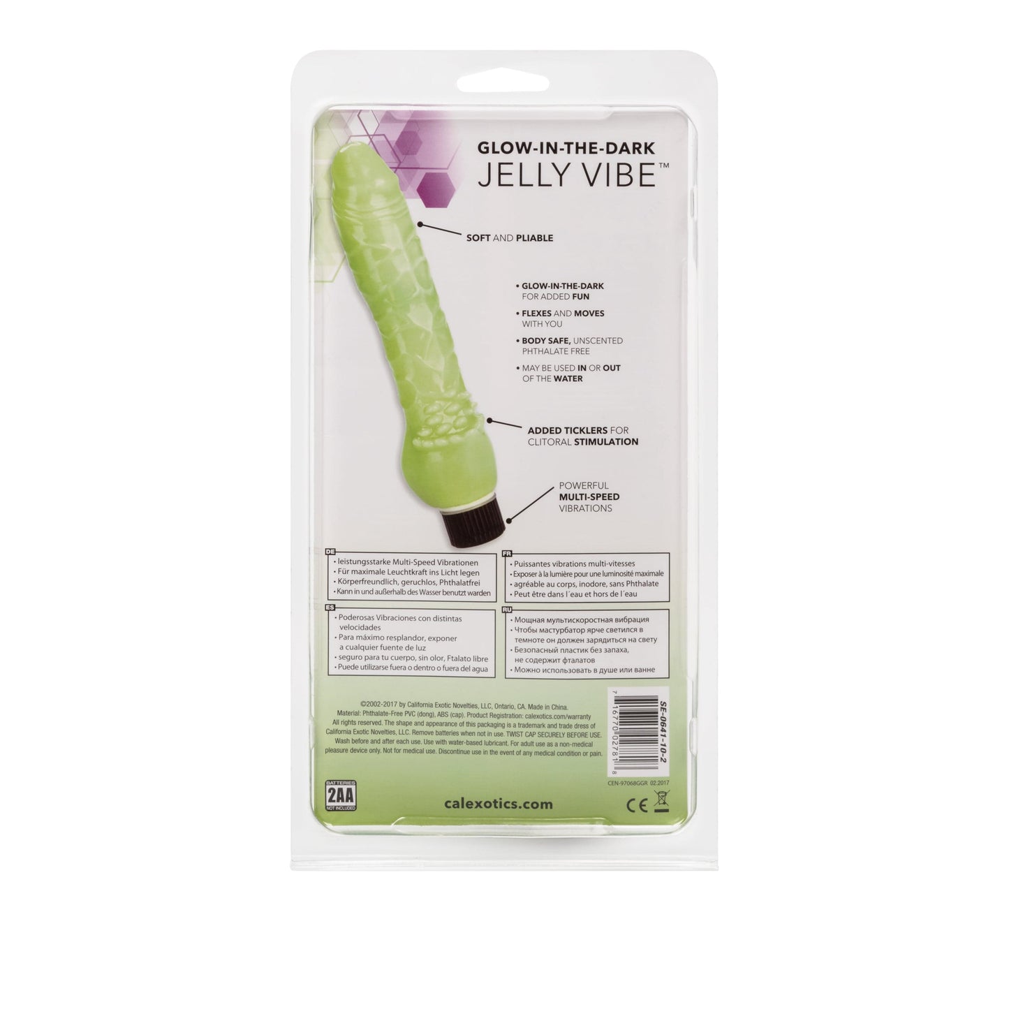 California Exotics - Glow In The Dark Jelly Vibe Realistic Dildo (Green)