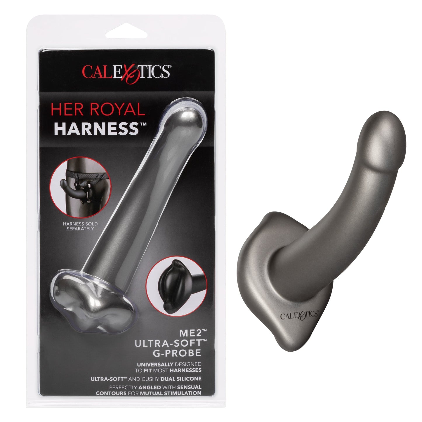 California Exotics - Her Royal Harness Me2 Ultra Soft G Probe Strap On Dildo (Black)