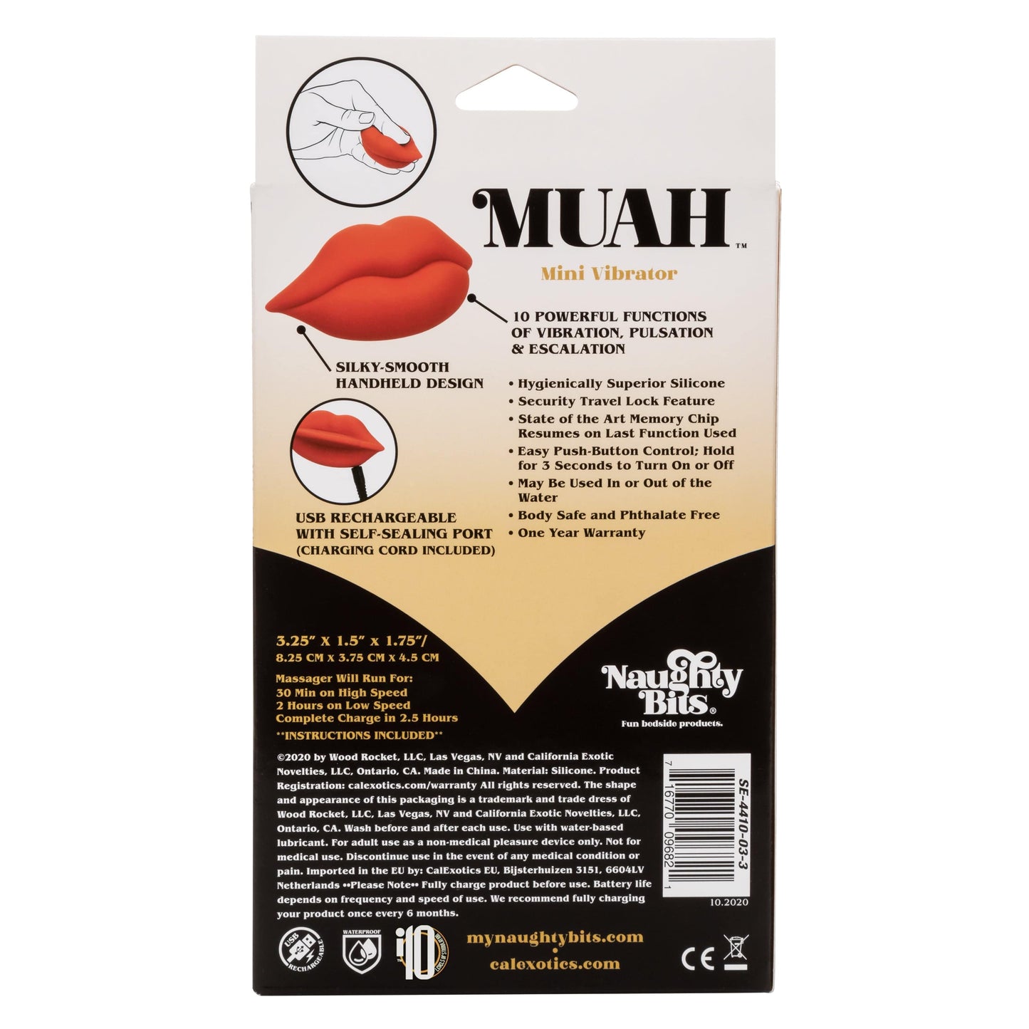 California Exotics - Naughty Bits Muah Discreet Mini Vibrator (Red)