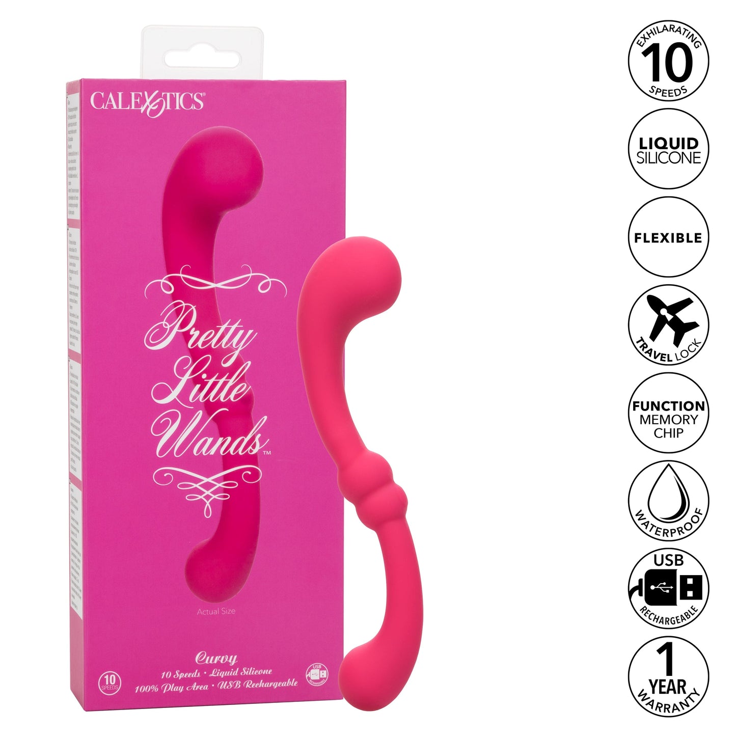 California Exotics - Pretty Little Wands Curvy Flexible G Spot Vibrator (Pink)