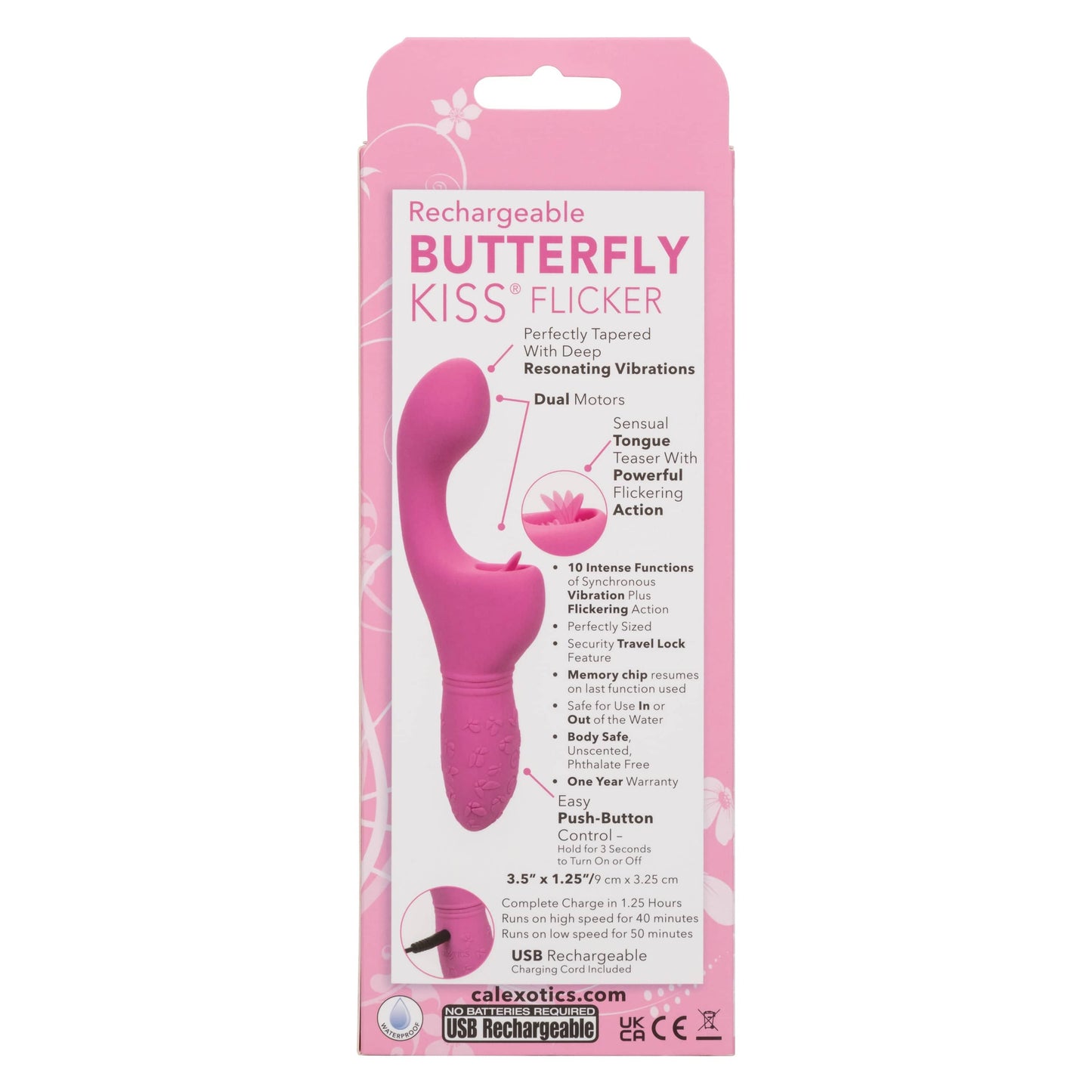 California Exotics - Rechargeable Butterfly Kiss Flicker G Spot Vibrator (Pink)