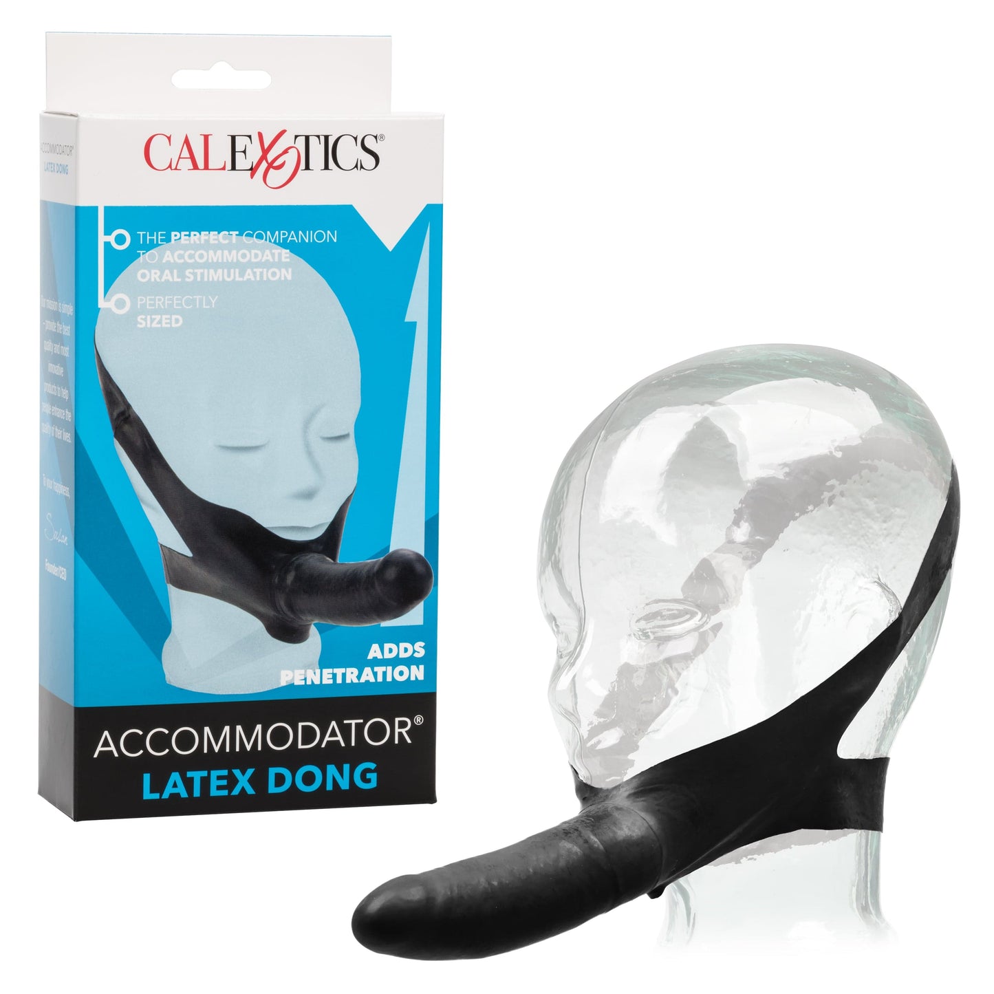 California Exotics - The Original Accommodator Latex Dong Mouth Strap On (Black)