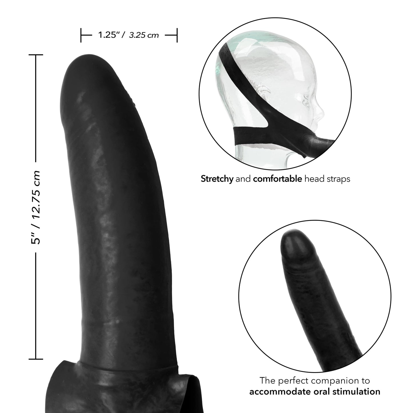 California Exotics - The Original Accommodator Latex Dong Mouth Strap On (Black)