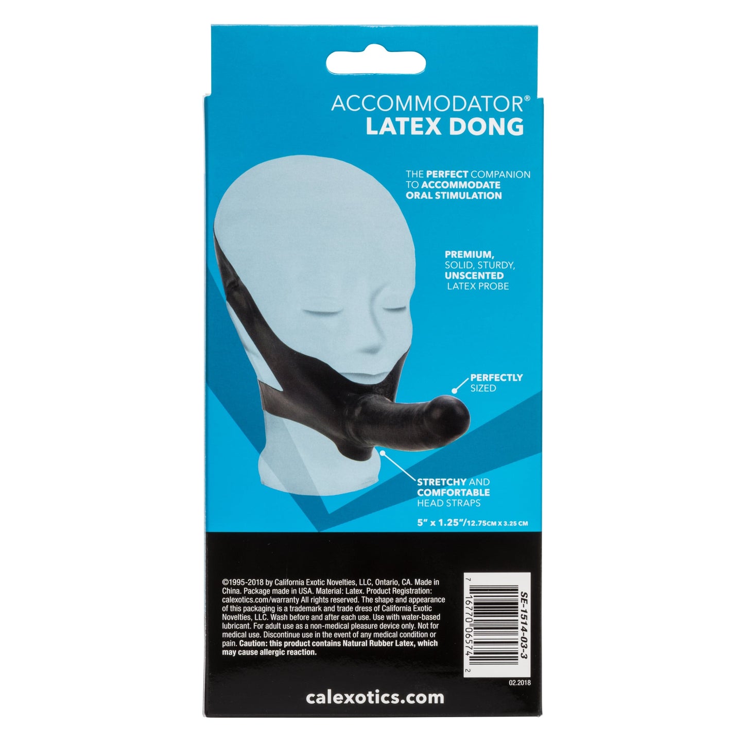 California Exotics - The Original Accommodator Latex Dong Mouth Strap On (Black)