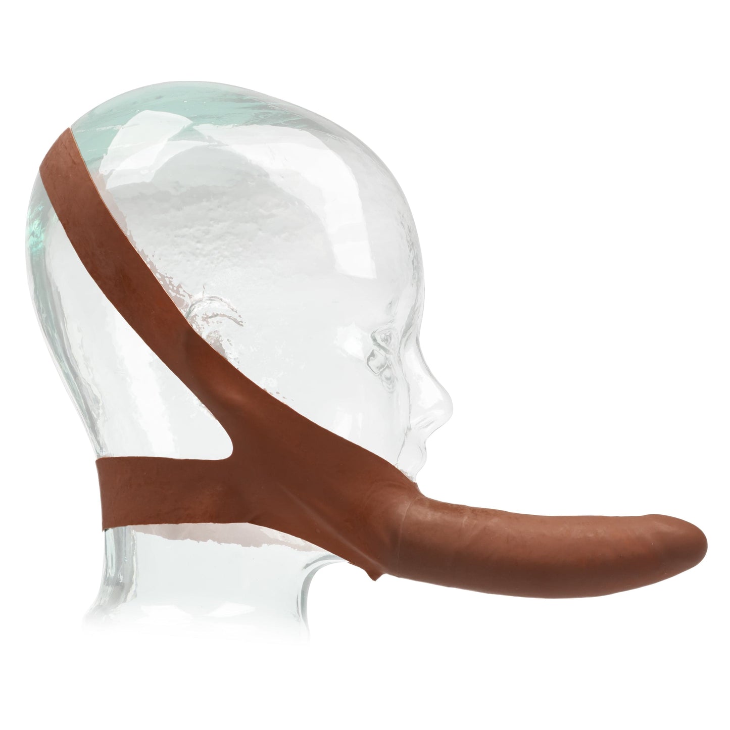 California Exotics - The Original Accommodator Latex Dong Mouth Strap On (Brown)