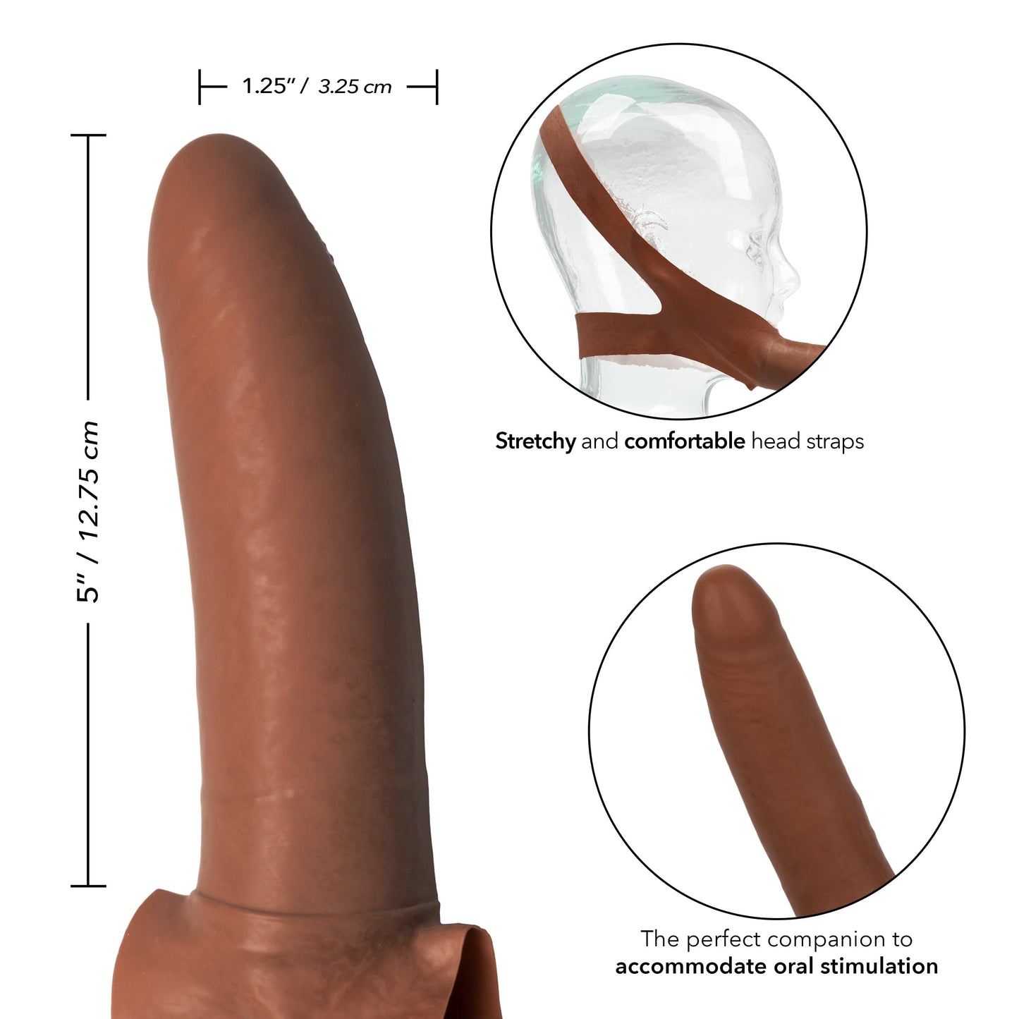 California Exotics - The Original Accommodator Latex Dong Mouth Strap On (Brown)