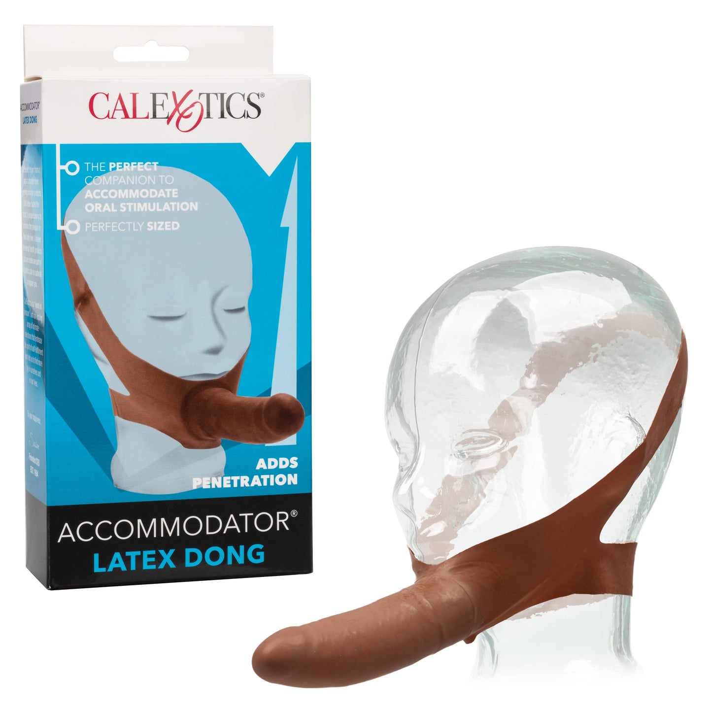 California Exotics - The Original Accommodator Latex Dong Mouth Strap On (Brown)