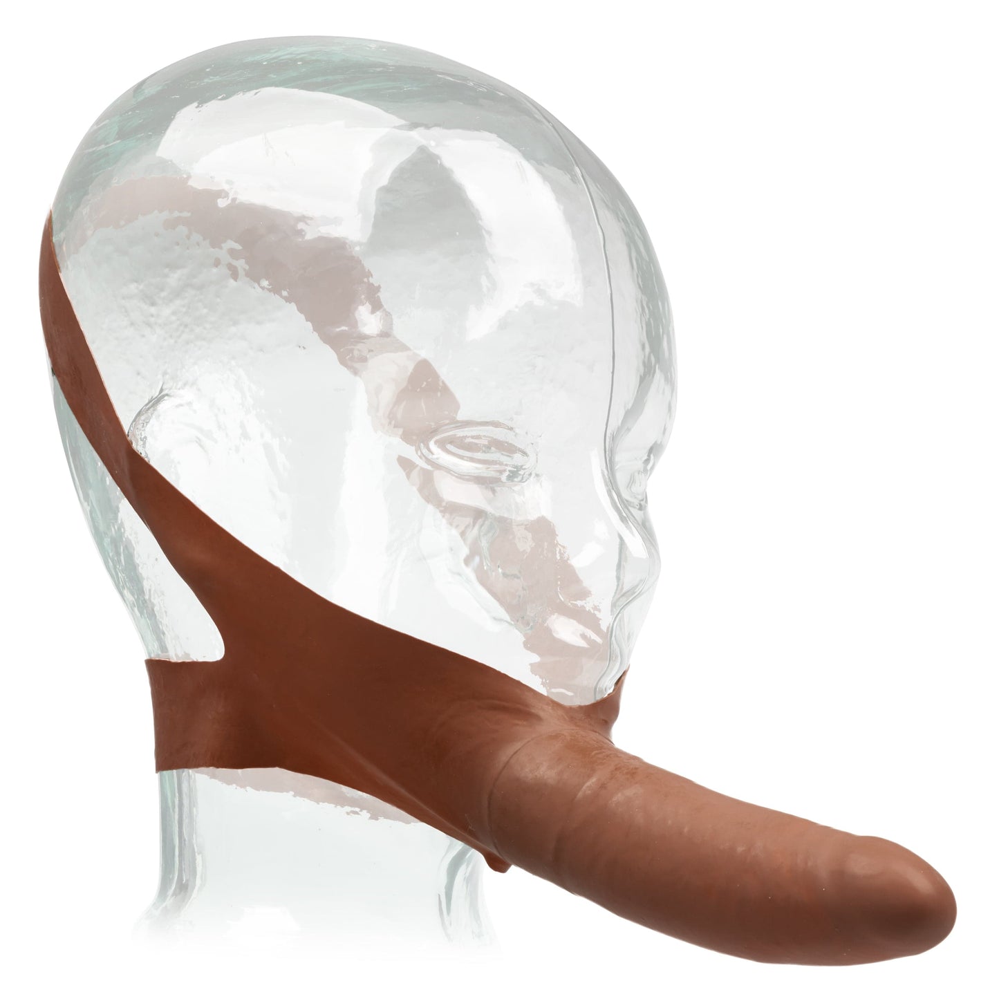 California Exotics - The Original Accommodator Latex Dong Mouth Strap On (Brown)