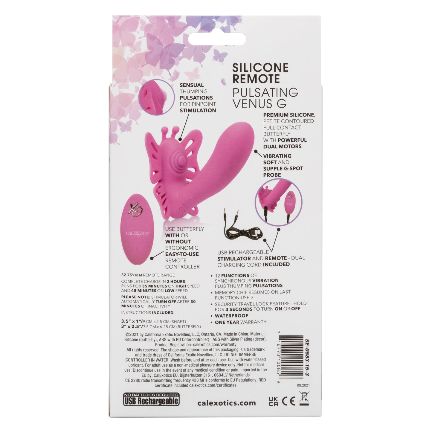 California Exotics - Venus Butterfly Silicone Remote Pulsating Venus G Spot Vibrator (Pink)