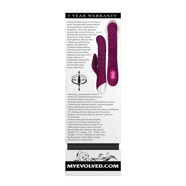 Evolved - Lovely Lucy Thrusting Spinning Rabbit Vibrator (Purple)