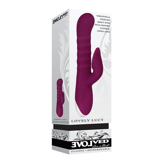 Evolved - Lovely Lucy Thrusting Spinning Rabbit Vibrator (Purple)