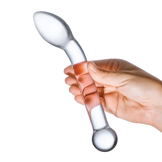 Glas - Slimline G Spot Hand Blown Glass Dildo 8" (Clear)