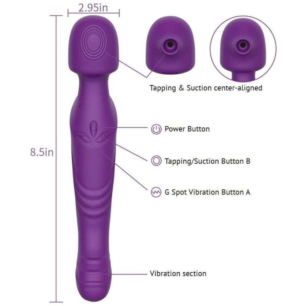 Tracy's Dog - Dual Vibe G Spot Clitoral Air Stimulator Wand Massager (Purple)