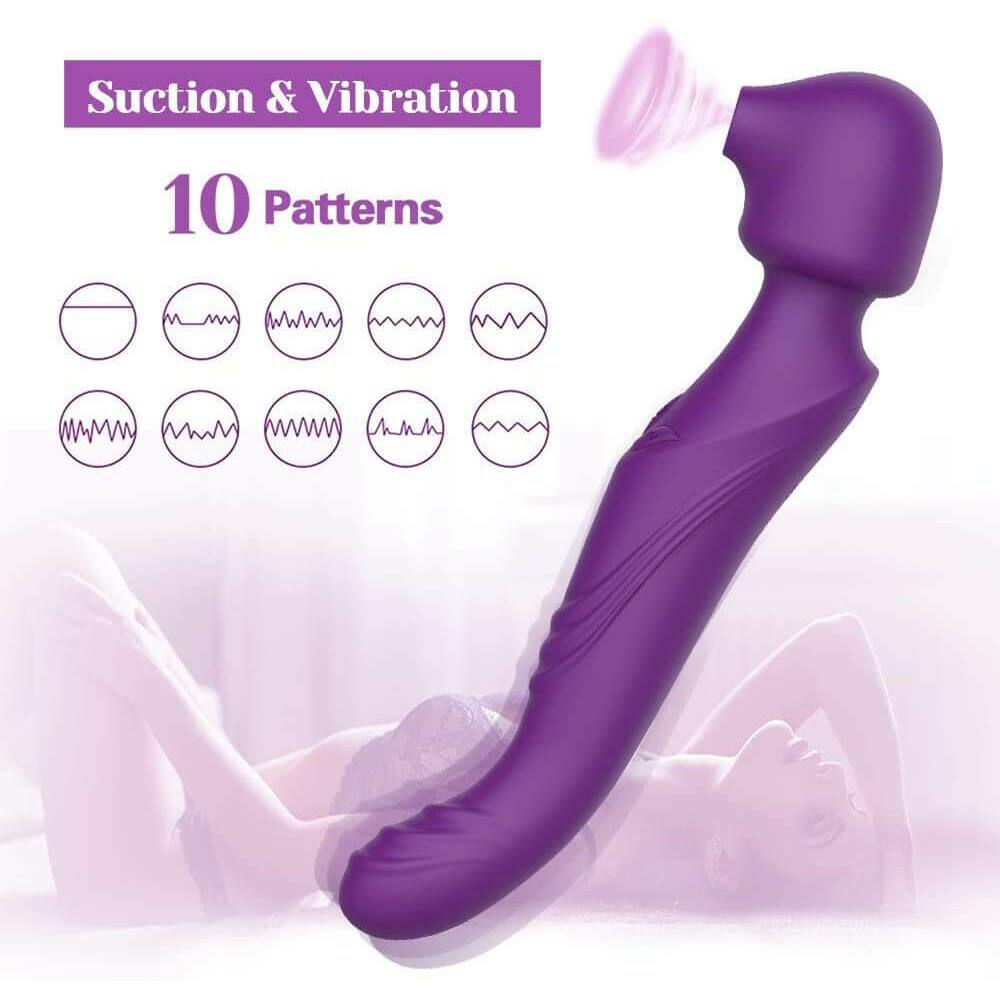 Tracy's Dog - Dual Vibe G Spot Clitoral Air Stimulator Wand Massager (Purple)