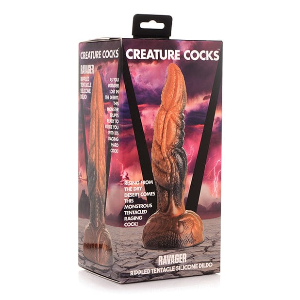 XR - Creature Cocks Ravager Rippled Tentacle Silicone Dildo (Orange/Black)